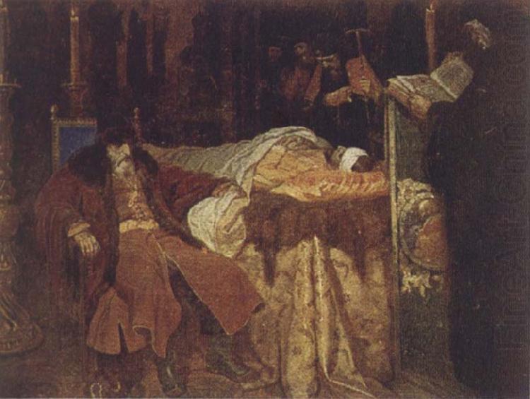 Ivan the Terrible Meditating at the Deathbed of his son Ivan, Wjatscheslaw Grigorjewitsch Schwarz